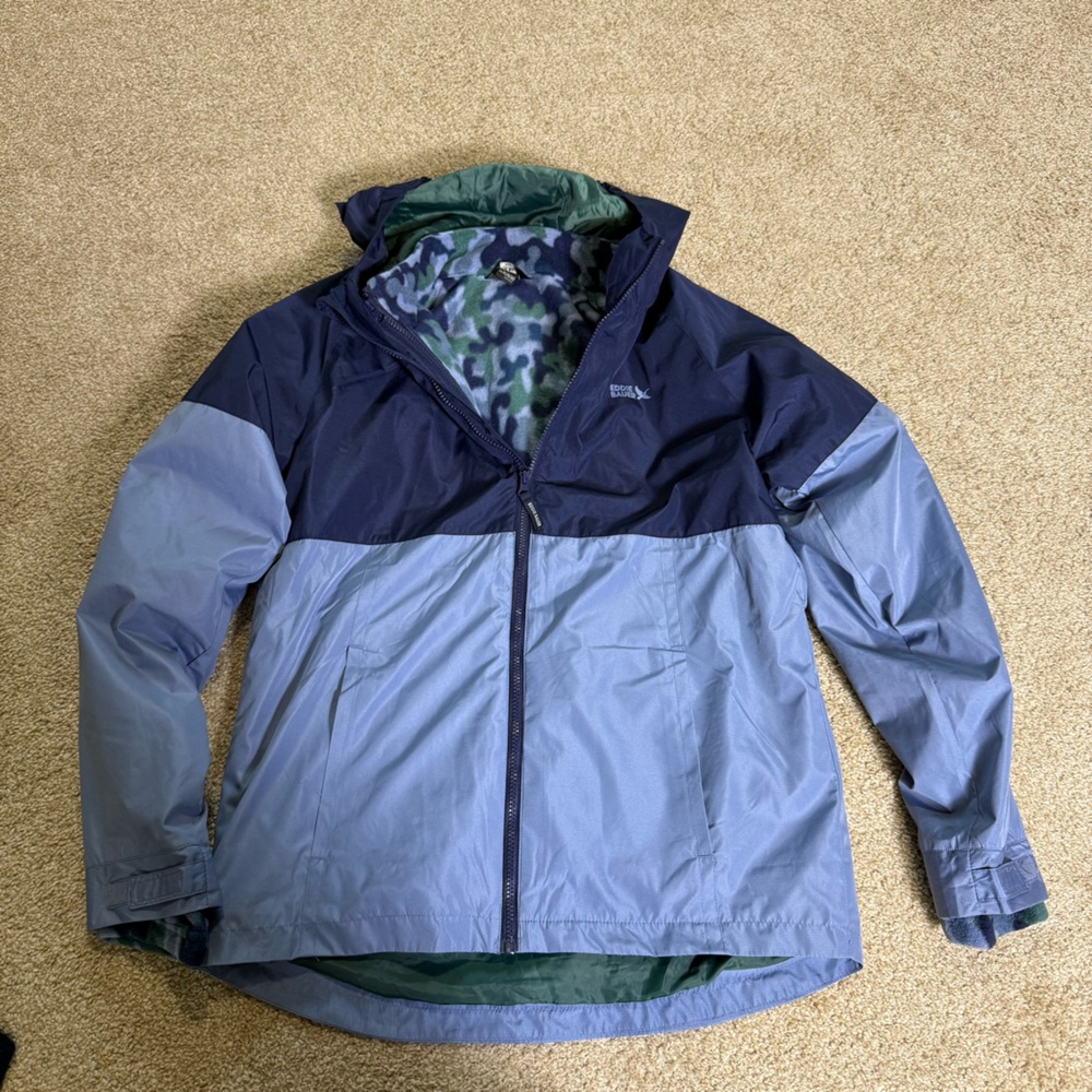 NWT Boys Eddie Bauer 3-in-1 Jacket Coat Zip Off Lightweight Navy Blue 18/20‎